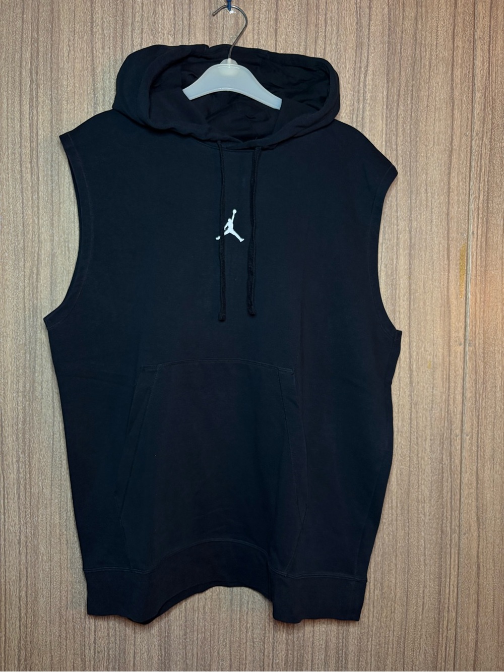 Jordan Black Sleeveless Crewneck Hoodie with White Jumpman